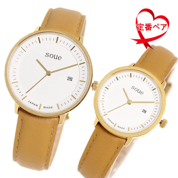 Soue A Basics Gold x Weiss x Braun Leder, Damen 30 mm