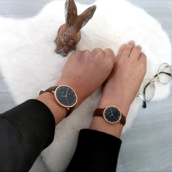 Soue A Basics Gold x Schwarz x Braun Leder, Damen 30 mm
