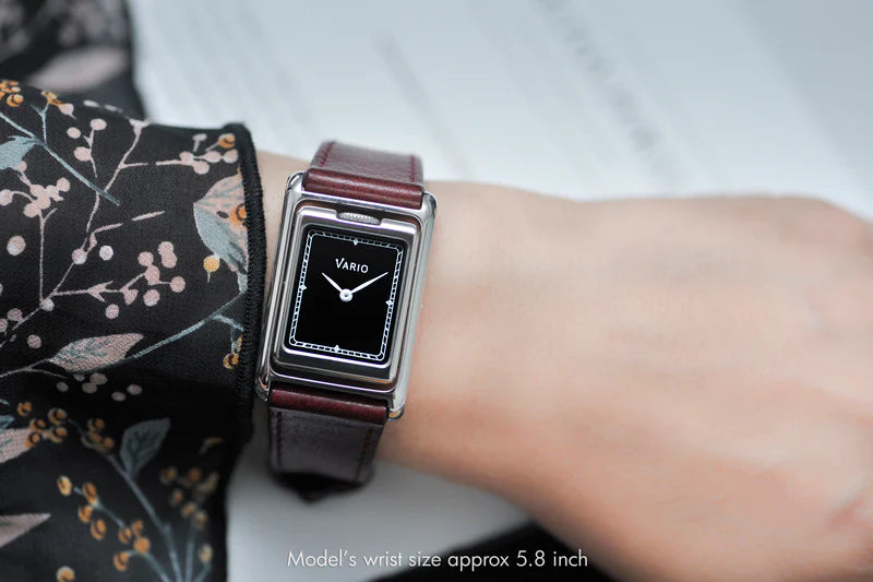 VARIO VERSA Reversible Dual Time Silver-Black Enamel Watch