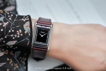 VARIO VERSA Reversible Dual Time Silver-Black Enamel Watch