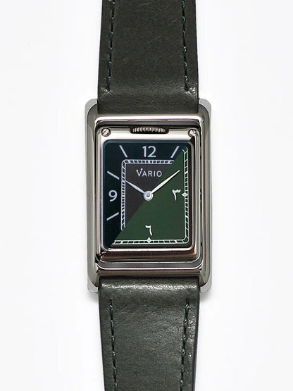 VARIO VERSA Reversible Dual Time Eastern Arabic Gunmetal-Green Enamel Watch