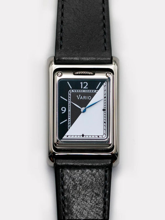 VARIO VERSA Reversible Dual Time Gunmetal-White Enamel Watch