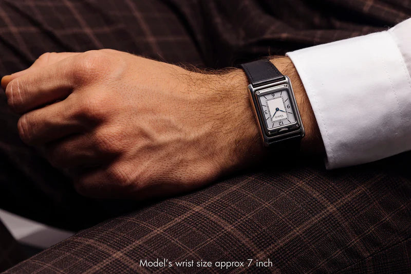 VARIO VERSA Reversible Dual Time Silver-Black Enamel Watch