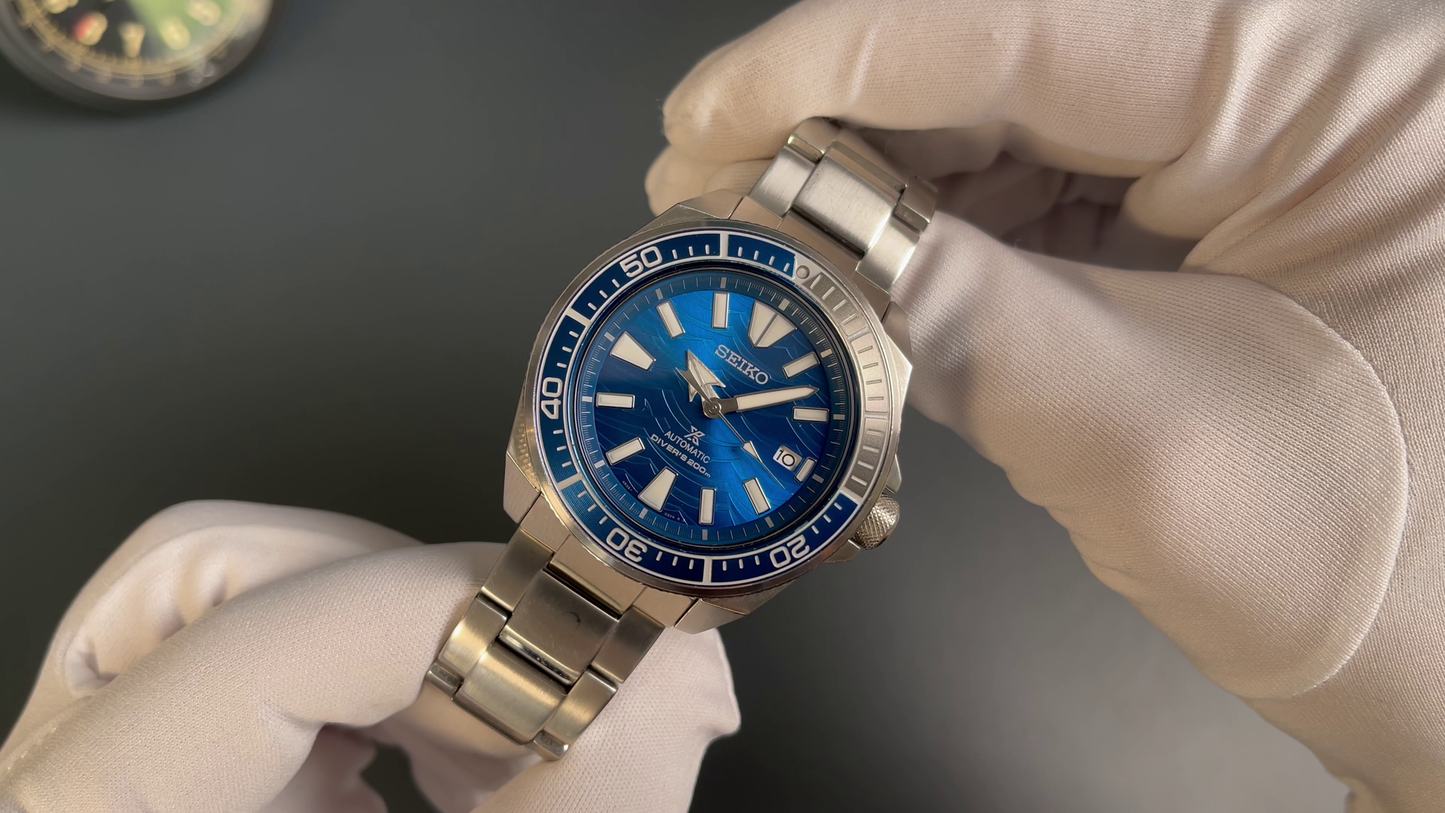 Seiko Prospex Samurai „Save the Ocean" Special Edition SRPD23K1 – Automatik Diver's 200 m, gebraucht, Box & Garantiekarte (blanko)