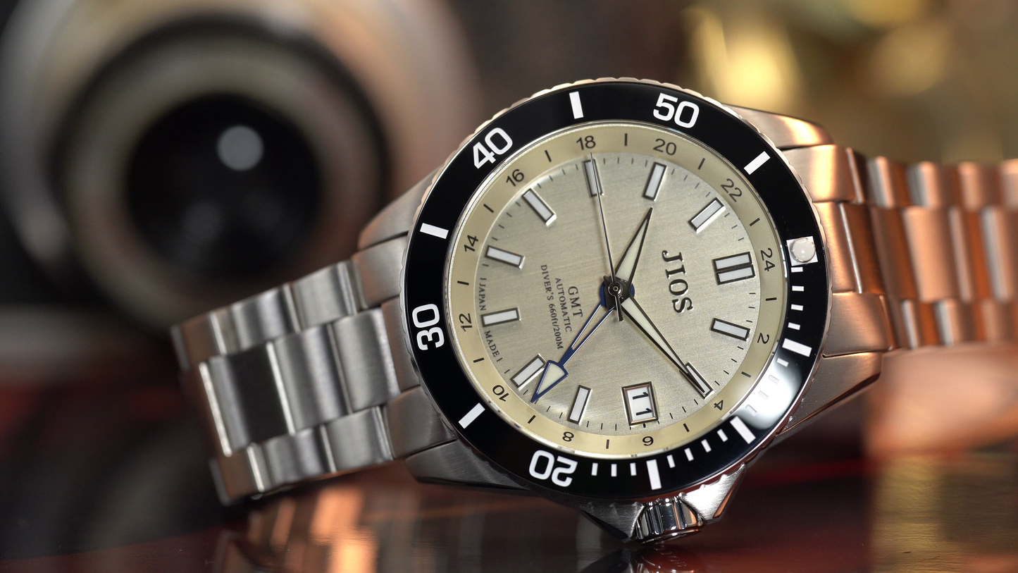 JIOS GMT Diver's 104 Champagner-Weiß