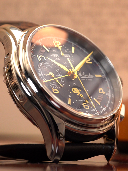 Atlantic Worldmaster 1888 Automatic Moonphase Chronograph Blau | Limited Edition mit goldenem Uhrwerk