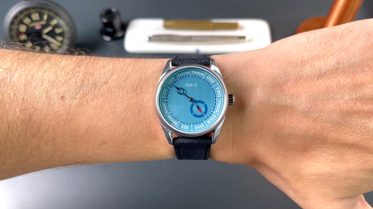 Vario NAVI Single Hand Clear Water Blue Small Seconds Compass 38 mm