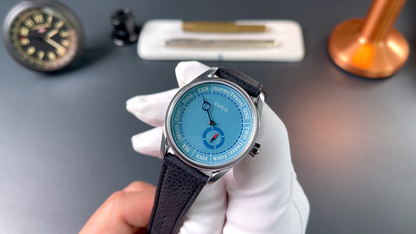 Vario NAVI Single Hand Clear Water Blue Small Seconds Compass 38 mm