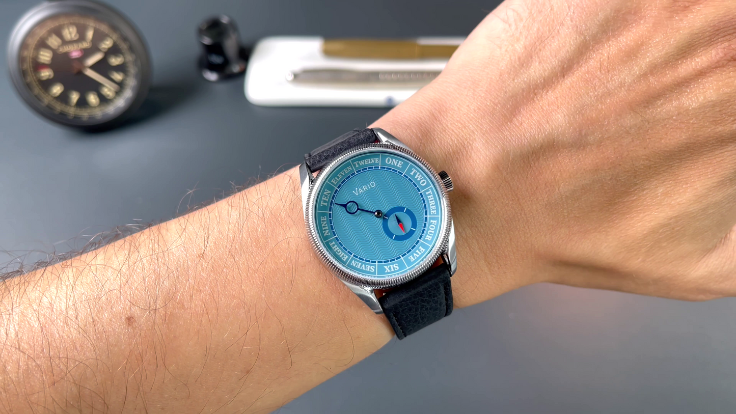 Vario NAVI Single Hand Clear Water Blue Small Seconds Compass 38 mm