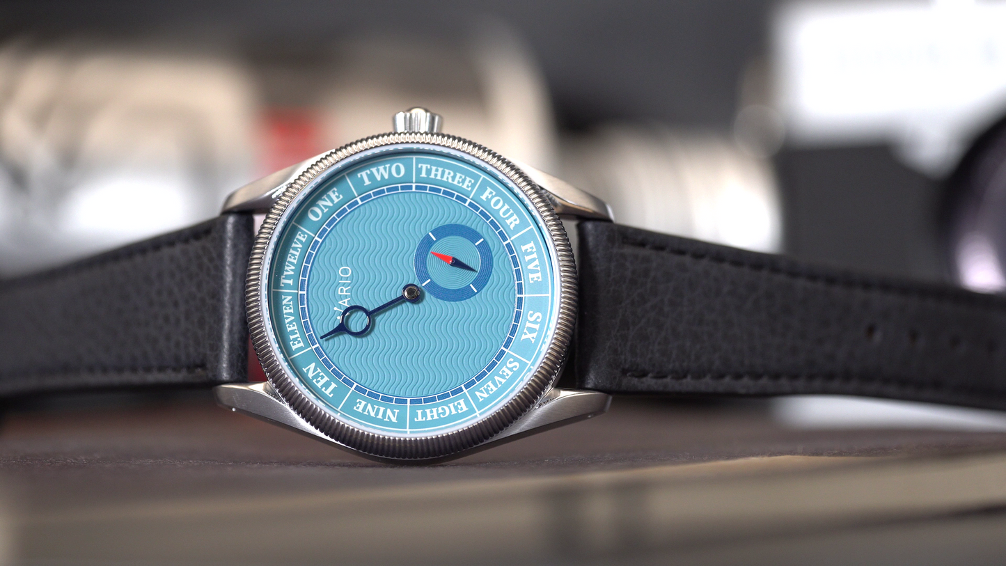 Vario NAVI Single Hand Clear Water Blue Small Seconds Compass 38 mm