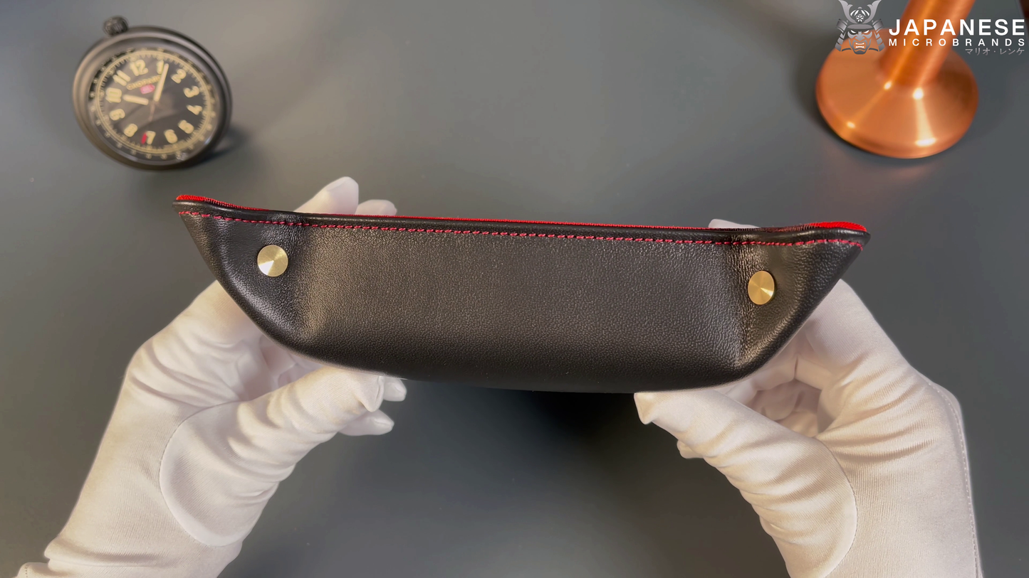 Plateau exclusif pour montres et bijoux – pièces uniques fabriquées à la main à partir de tissus de kimono japonais originaux, modèle Japan, noir et rouge, 20 x 20 cm