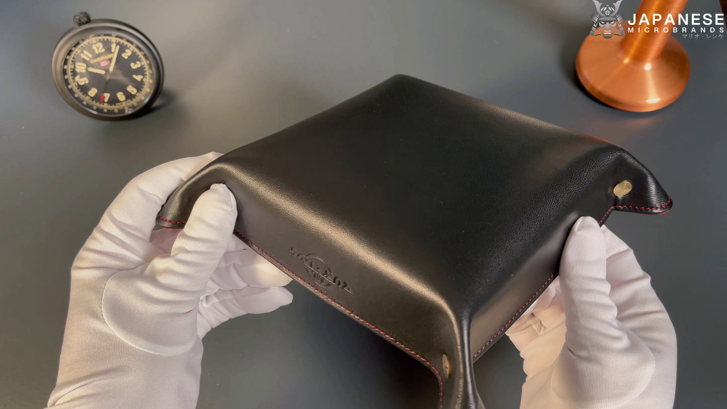 Plateau exclusif pour montres et bijoux – pièces uniques fabriquées à la main à partir de tissus de kimono japonais originaux, modèle Japan, noir et rouge, 20 x 20 cm