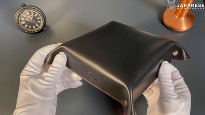 Plateau exclusif pour montres et bijoux – pièces uniques fabriquées à la main à partir de tissus de kimono japonais originaux, modèle Japan, noir et rouge, 20 x 20 cm