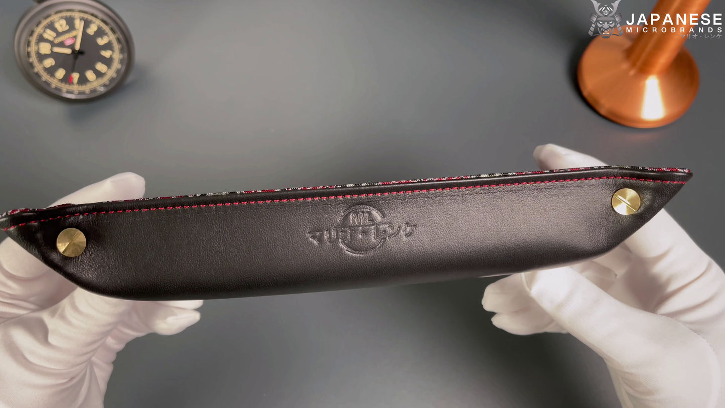 Plateau exclusif pour montres et bijoux – Pièces uniques réalisées à la main à partir de tissus de kimonos japonais originaux, modèle Cercles Japonais, 24 x 12 cm