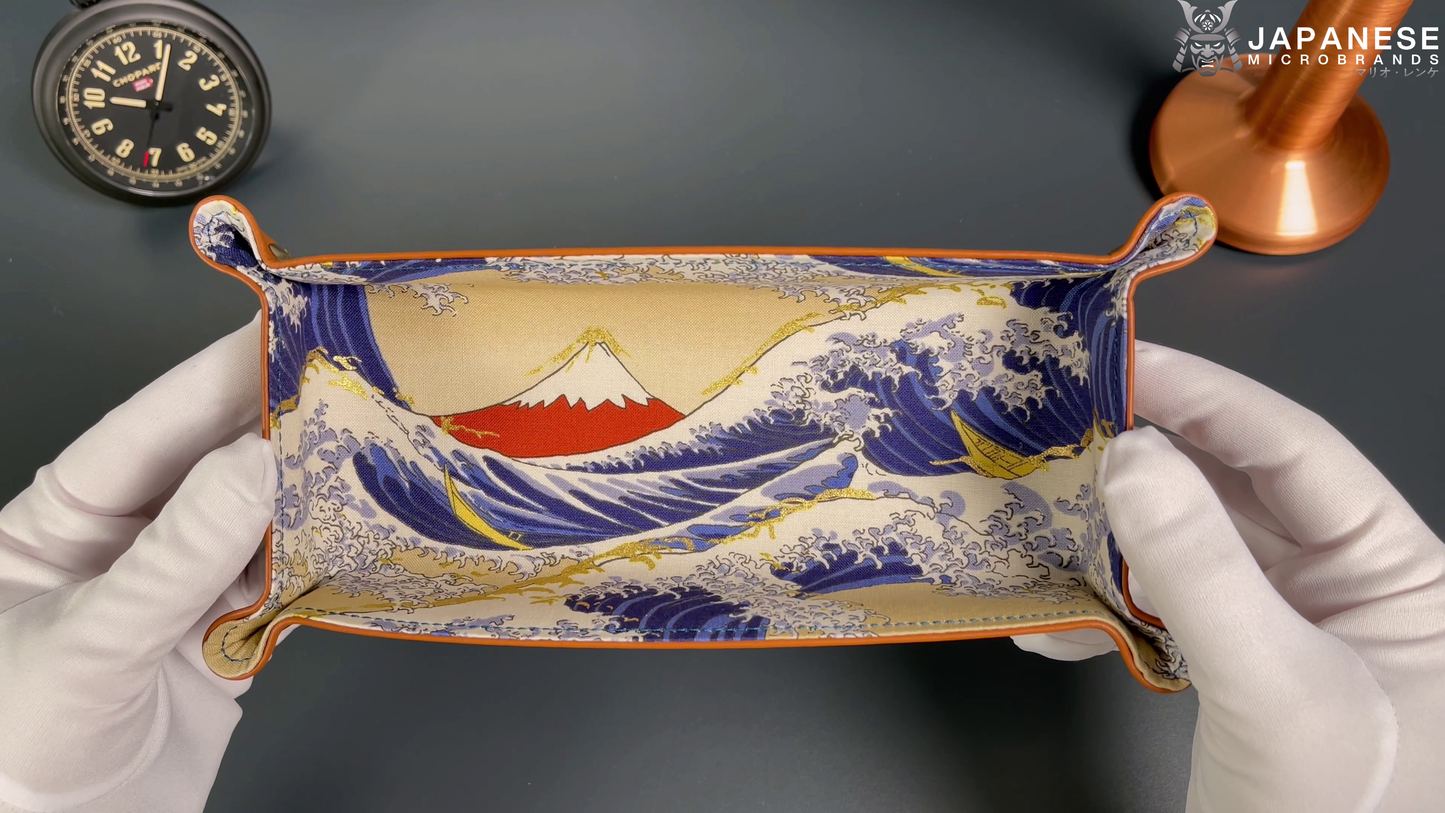 Plateau exclusif pour montres et bijoux – pièces uniques fabriquées à la main à partir de tissus de kimonos japonais originaux, modèle Japan the Wave, 24 x 12