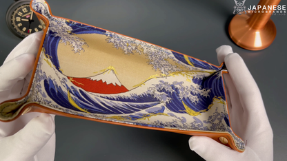 Plateau exclusif pour montres et bijoux – pièces uniques fabriquées à la main à partir de tissus de kimonos japonais originaux, modèle Japan the Wave, 24 x 12
