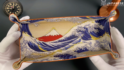 Plateau exclusif pour montres et bijoux – pièces uniques fabriquées à la main à partir de tissus de kimonos japonais originaux, modèle Japan the Wave, 24 x 12