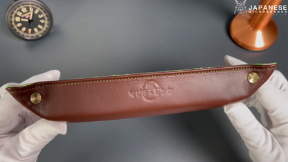 Plateau exclusif pour montres et bijoux – Pièces uniques réalisées à la main à partir de tissus de kimono japonais originaux, modèle Japon, motif écailles de poisson or et vert, 24 x 12 cm