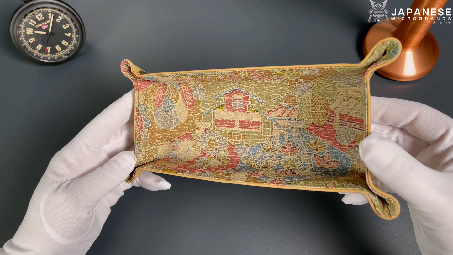 Plateau exclusif pour montres et bijoux – Pièces uniques fabriquées à la main à partir de tissus de kimono japonais originaux, motif paysage pastel 24 x 12