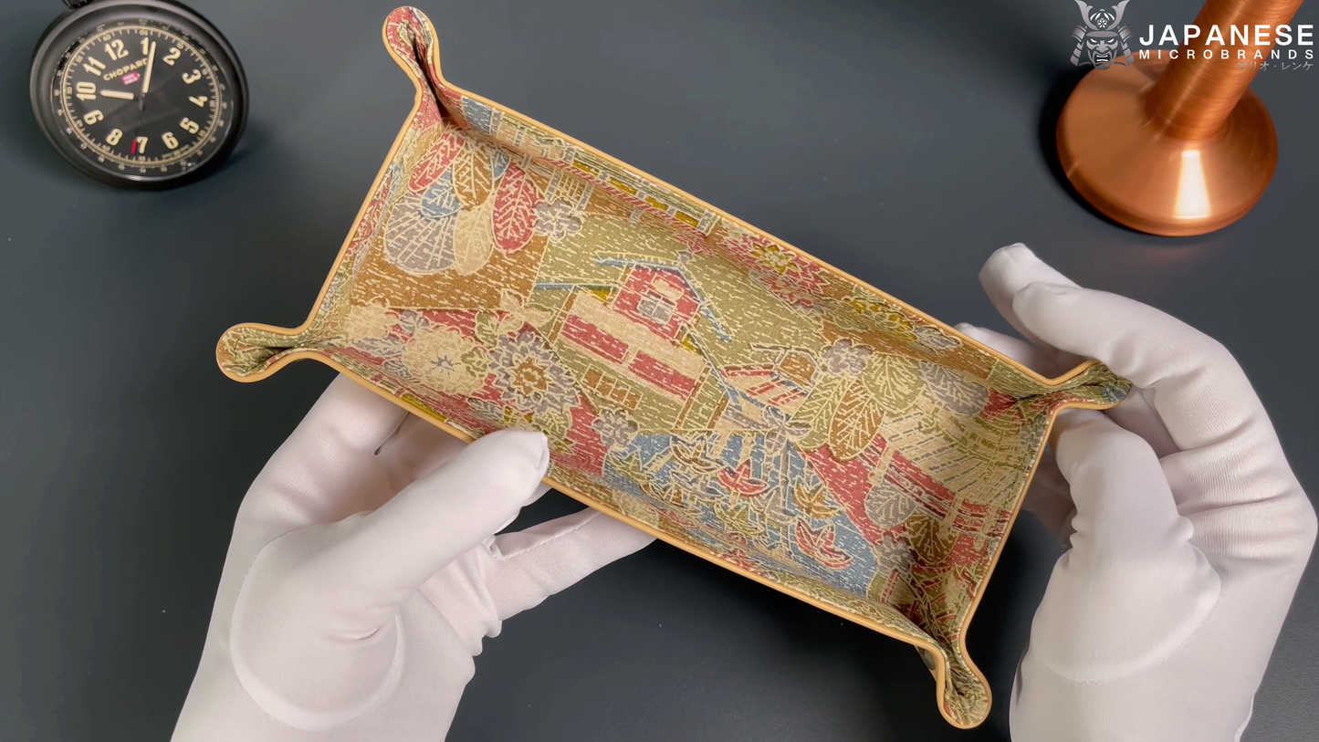 Plateau exclusif pour montres et bijoux – Pièces uniques fabriquées à la main à partir de tissus de kimono japonais originaux, motif paysage pastel 24 x 12