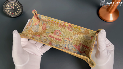 Plateau exclusif pour montres et bijoux – Pièces uniques fabriquées à la main à partir de tissus de kimono japonais originaux, motif paysage pastel 24 x 12