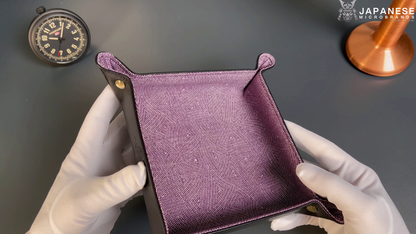 Plateau exclusif pour montres et bijoux – Pièces uniques fabriquées à la main à partir de tissus de kimonos japonais originaux, modèle Japan Lila Moments 20 x 20