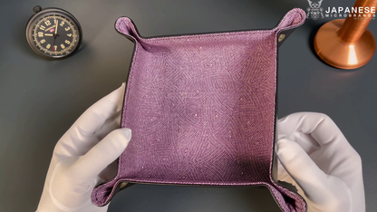 Plateau exclusif pour montres et bijoux – Pièces uniques fabriquées à la main à partir de tissus de kimonos japonais originaux, modèle Japan Lila Moments 20 x 20