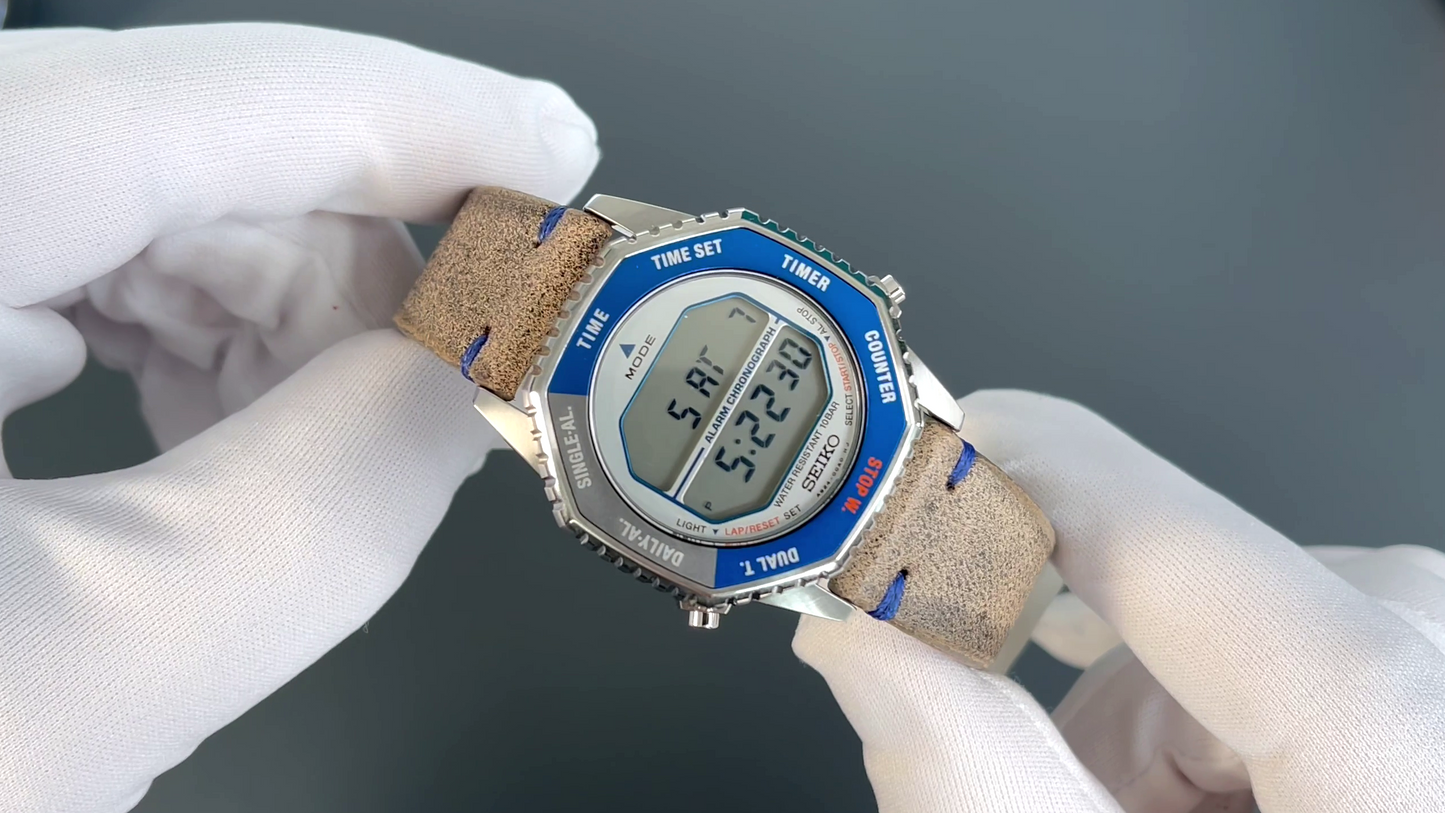 SEIKO SMGG21P1 Digital Chronograph - EINZELSTÜCK Set inkl. Lederarmband