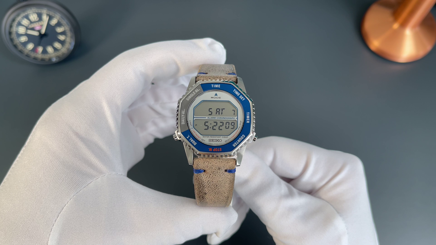 SEIKO SMGG21P1 Digital Chronograph - EINZELSTÜCK Set inkl. Lederarmband