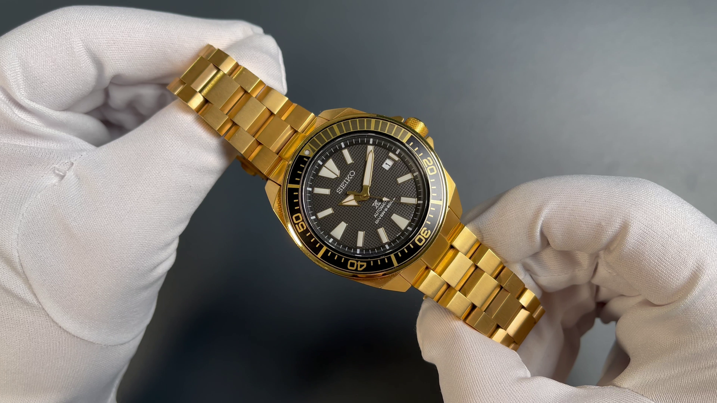 Seiko Prospex Samurai SRPB51K1 in Gold – Custom-Goldbeschichtung, Unikat mit Fullset (2017)