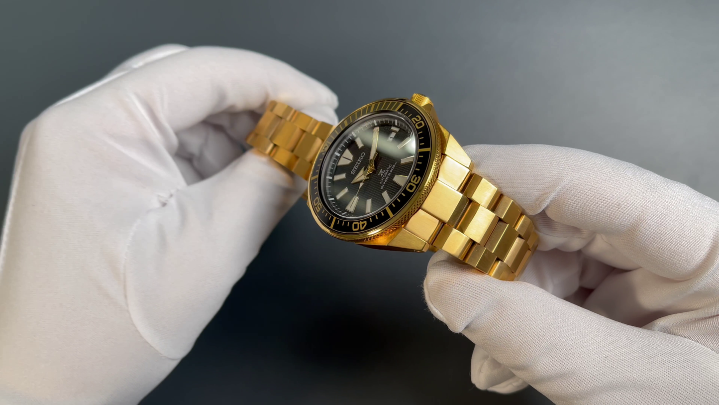 Seiko Prospex Samurai SRPB51K1 in Gold – Custom-Goldbeschichtung, Unikat mit Fullset (2017)