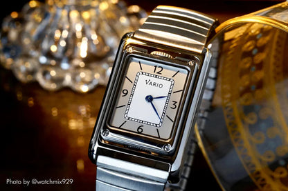 VARIO VERSA Reversible Dual Time Silver-Black Enamel Watch