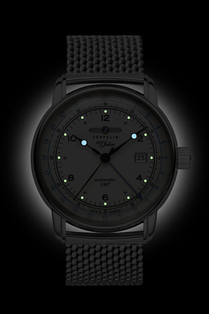 Zeppelin Herrenuhr Automatik 42 mm GMT am Metallarmband - 8666M1